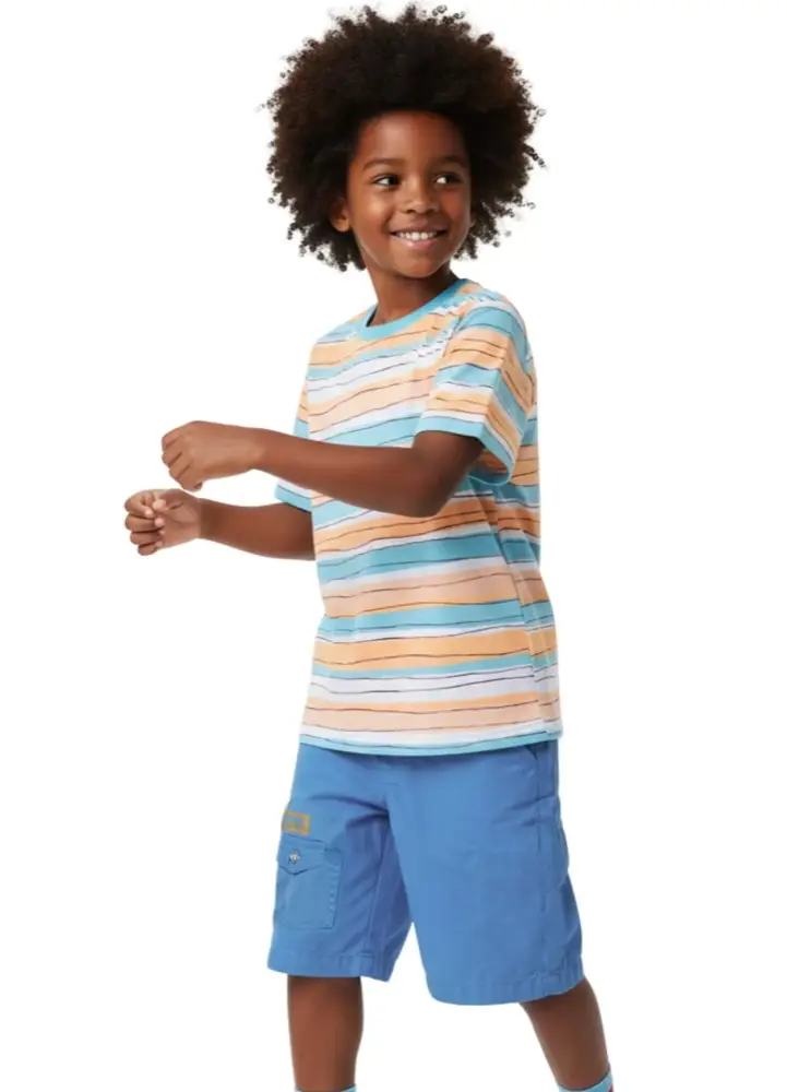 CAMISETA AULINHA DE SURF AZUL E PESSEGO